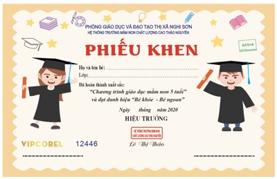 File tranh Phiếu khen chương trình giáo dục mầm non (ảnh gốc) cho in ấn kỹ thuật số