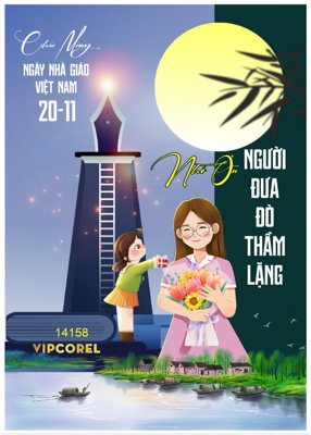 File gốc Poster mừng ngày nhà giáo Việt Nam 20-11 #2 file corel (in lụa) hoa văn cổ điển
