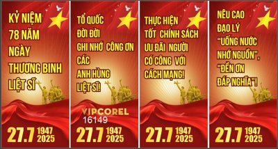 File tranh Standee kỷ niệm 78 năm ngày thương binh liệt sĩ (bản gốc) in lụa 5D