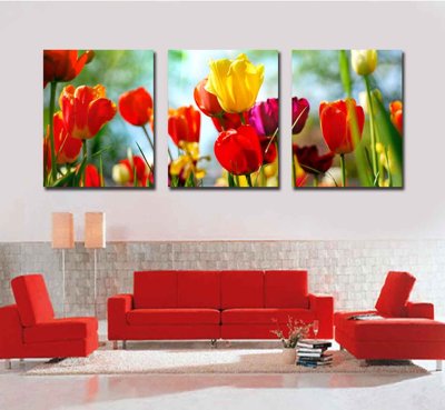 Tải file Tải tranh bộ ghép 3 tấm hoa tulip #149 (PSD) cho in tranh kính