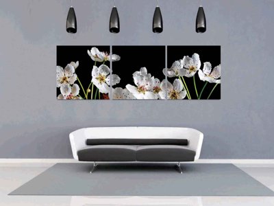 Download file Tải tranh bộ ghép 3 tấm những bông hoa #120 (gốc) in mica bàn thờ