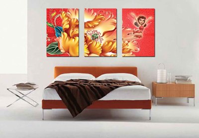 File PSD Tải tranh bộ ghép 3 tấm những bông hoa #175 (bản gốc) độ phân giải cao