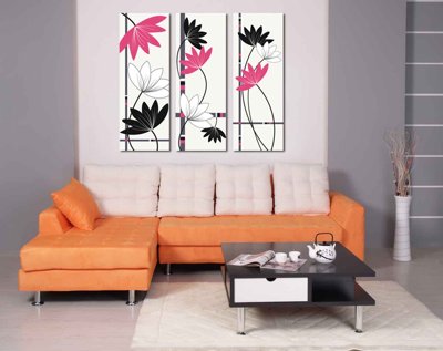 File tranh Tải tranh bộ ghép 3 tấm những bông hoa #40 (gốc) chủ đề trừu tượng