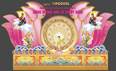 File gốc Tổng hợp market kính mừng đại lễ phật đản file corel (in lụa) trang trí tường