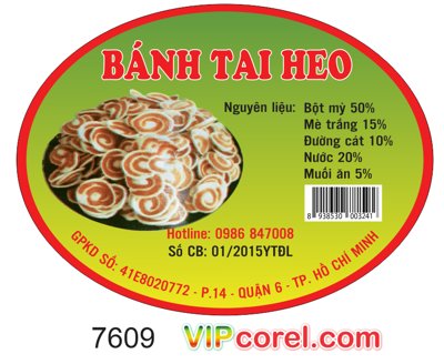 Cung cấp file tranh gốc Tem nhãn Bánh Tai Heo file vector corel độc quyền