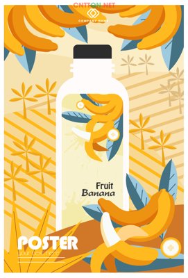 File gốc Tem nhãn Decor nước ép hoa quả chuối file CDR (chuẩn CMYK) cho nhà in