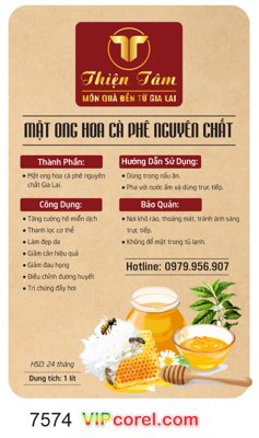 File gốc Tem nhãn Mật ong hoa cà phê nguyên chất file corel (ảnh chi tiết) để in ấn