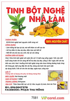Tải file tranh Tem nhãn Tinh bột nghệ nhà làm file corel (ảnh gốc) ngay