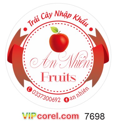 File gốc Tem nhãn Trái cây nhập khẩu An Nhiên Fruits file corel (in lụa) tranh mã đáo