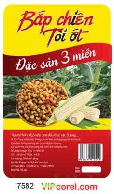 File PSD Tem nhãn bắp chiên tỏi ớt - đặc sản 3 miền file corel (bản gốc) độ phân giải cao