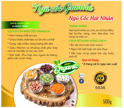 File PSD Tem nhãn bao bì Ngũ cốc Granola - ngũ cốc hạn nhân (gốc) cho in quảng cáo