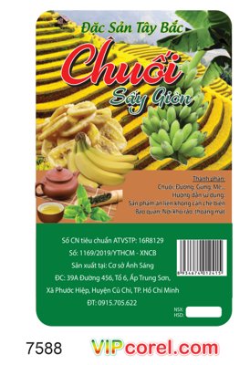 File gốc Tem nhãn chuối sấy giòn - đặc sản Tây Bắc file corel (cho in ấn) độc quyền