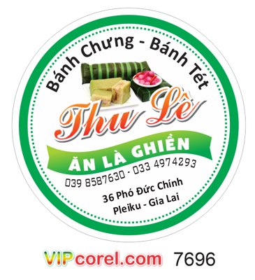 File gốc Tem nhãn dán sản phẩm bánh chưng bánh tét Thu Lê (ảnh chi tiết) để in ấn
