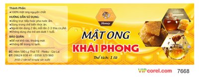 File in lụa Tem nhãn honey mật ong Khải Phong file corel (phong cảnh) Tem nhãn honey mật ong Khải Phong file corel