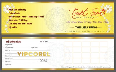 Tải file gốc Thẻ liệu trình - thẻ khách hàng Tuyết Spa file corel dùng cho in ấn
