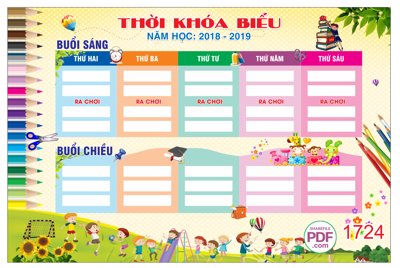 Tải file Thời khóa biểu năm học 2018 - 2019 file PDF & CDR (PSD) cho in tranh kính
