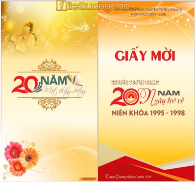 File tranh gốc PSD Thiết kế giấy mời kỷ niệm 20 năm ngày trở về file CDR còn nguyên layer