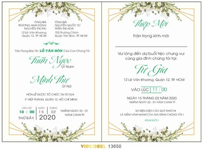 Hình ảnh file gốc Thiệp cưới Tuấn Ngọc Và Minh Thư file corel cho in UV