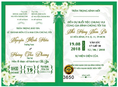 File tranh Thiệp cưới tone xanh Minh Hiếu - Thu Phương file corel (bản gốc) in lụa dán tường