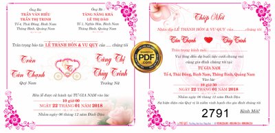 File tranh Thiệp lễ thành hôn Trần Thạnh Thùy Trinh file cdr (ảnh gốc) in trần 3D