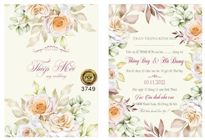 File in ấn Thiệp mời Thông Duy và Hà Dung #2 file corel (bản gốc) chất lượng cao
