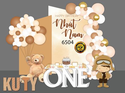 File gốc in ấn Tiệc sinh nhật Nhật Nam chủ đề con gấu #18 file EPS chuẩn màu CMYK