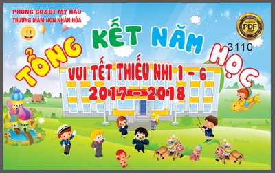 File tranh Trường mầm non Nhân Hòa tổng kết năm học file Corel (bản gốc) treo phòng ăn