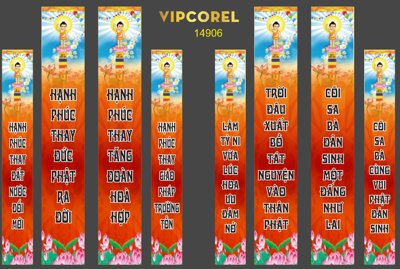 Download file gốc Trang trí cột cổng phật giáo - mừng đại lễ phật đản (in mica) trang trí