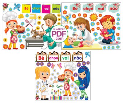 File gốc Trang trí phòng học - Bé chọn vai nào #2 file PDF & CDR (in lụa) tranh mã đáo