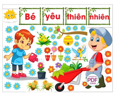 Download file gốc Trang trí phòng học - Bé yêu thiên nhiên #4 file PDF & CDR (in mica) 3D