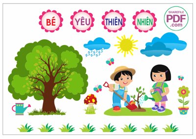 File in trần Trang trí phòng học - Bé yêu thiên nhiên file PDF & CDR (file gốc) xuyên sáng