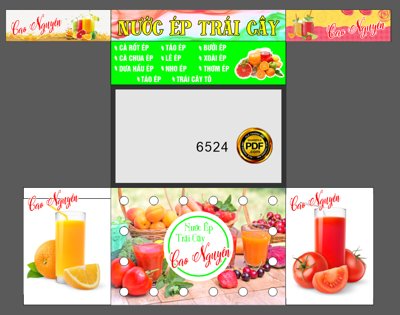 Download file gốc Trang trí xe đẩy hàng nước ép trái cây #2 file corel (in lụa) hoa lá