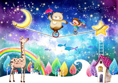 File gốc Tranh 3D bầu trời sao vui chơi dán phòng ngủ cho bé (Filetranh.com) Tranh 3D bầu trời sao vui chơi dán phòng ngủ cho bé