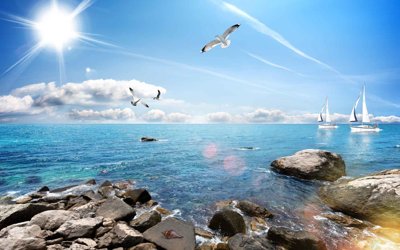 File tranh gốc Tranh 3D biển xanh - đại dương xanh #10 (bản quyền) file PSD