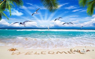 File in trần Tranh 3D biển xanh - đại dương xanh #38 (bản gốc) hoa văn