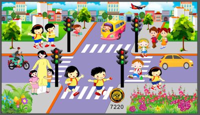 Download file tranh PSD Tranh An toàn giao thông trang trí trường học để chỉnh sửa