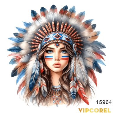 Ảnh gốc file in lụa Tranh cô gái thổ dân da đỏ #5 file corel chi tiết