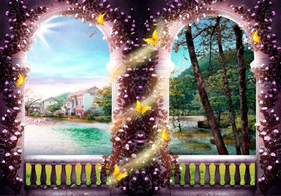 Download file Tranh dán tường 3D Châu Âu sang trọng #76 (gốc) in mica đèn LED