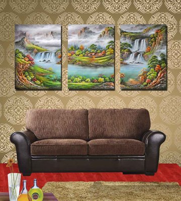 File gốc Tranh ghép phong cảnh treo tường trang trí phòng #2 (in lụa) trang trí tường