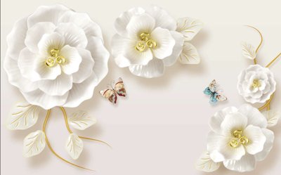 Ảnh gốc Tranh hoa nổi 3D - Tranh hoa dán tường 3D #120 (nét căng) in mica