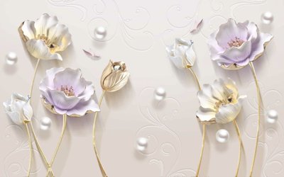 File gốc Tranh hoa nổi 3D - Tranh hoa dán tường 3D #124 (in mica) làm bảng hiệu