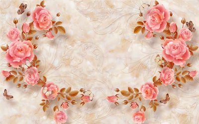 File in trần Tranh hoa nổi 3D - Tranh hoa dán tường 3D #55 (bản gốc) 5D