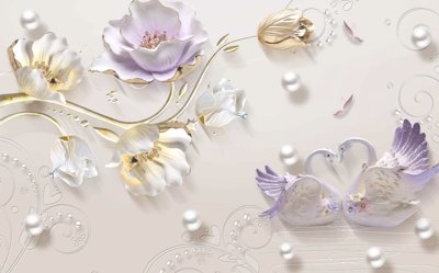 Download file gốc Tranh hoa nổi 3D - Tranh hoa dán tường 3D #75 (in lụa) cao cấp