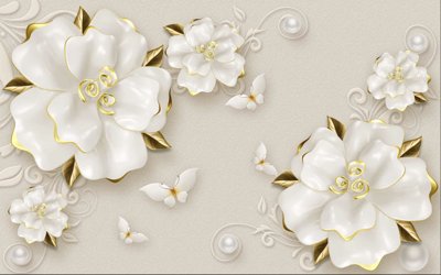 File PSD Tranh hoa nổi 3D - Tranh hoa dán tường 3D #80 (gốc) tách lớp chi tiết