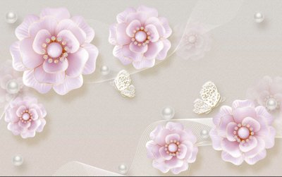 File gốc Tranh hoa nổi 3D - Tranh hoa dán tường 3D #87 (in lụa) chi tiết cao