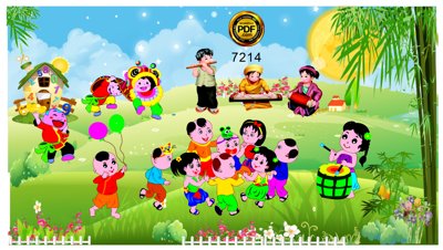 Tải file gốc Tranh lễ hội trung thu trang trí trường học file corel (in khổ lớn) không mờ