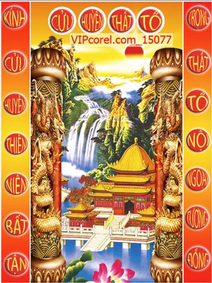 File in trần Tranh phòng thờ, bàn thờ, mâm ngũ quả file PSD 15077 (bản gốc) phong cảnh