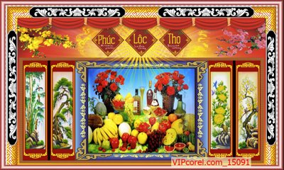 File PSD Tranh phòng thờ, bàn thờ, mâm ngũ quả file PSD 15091 (chất lượng in ấn)