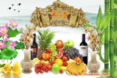 Tải về file tranh gốc Tranh phòng thờ, bàn thờ, mâm ngũ quả file PSD 15097 (để in quảng cáo)
