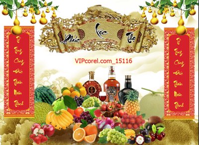 File gốc Tranh phòng thờ, bàn thờ, mâm ngũ quả file PSD 15116 (PNG) chất lượng cao